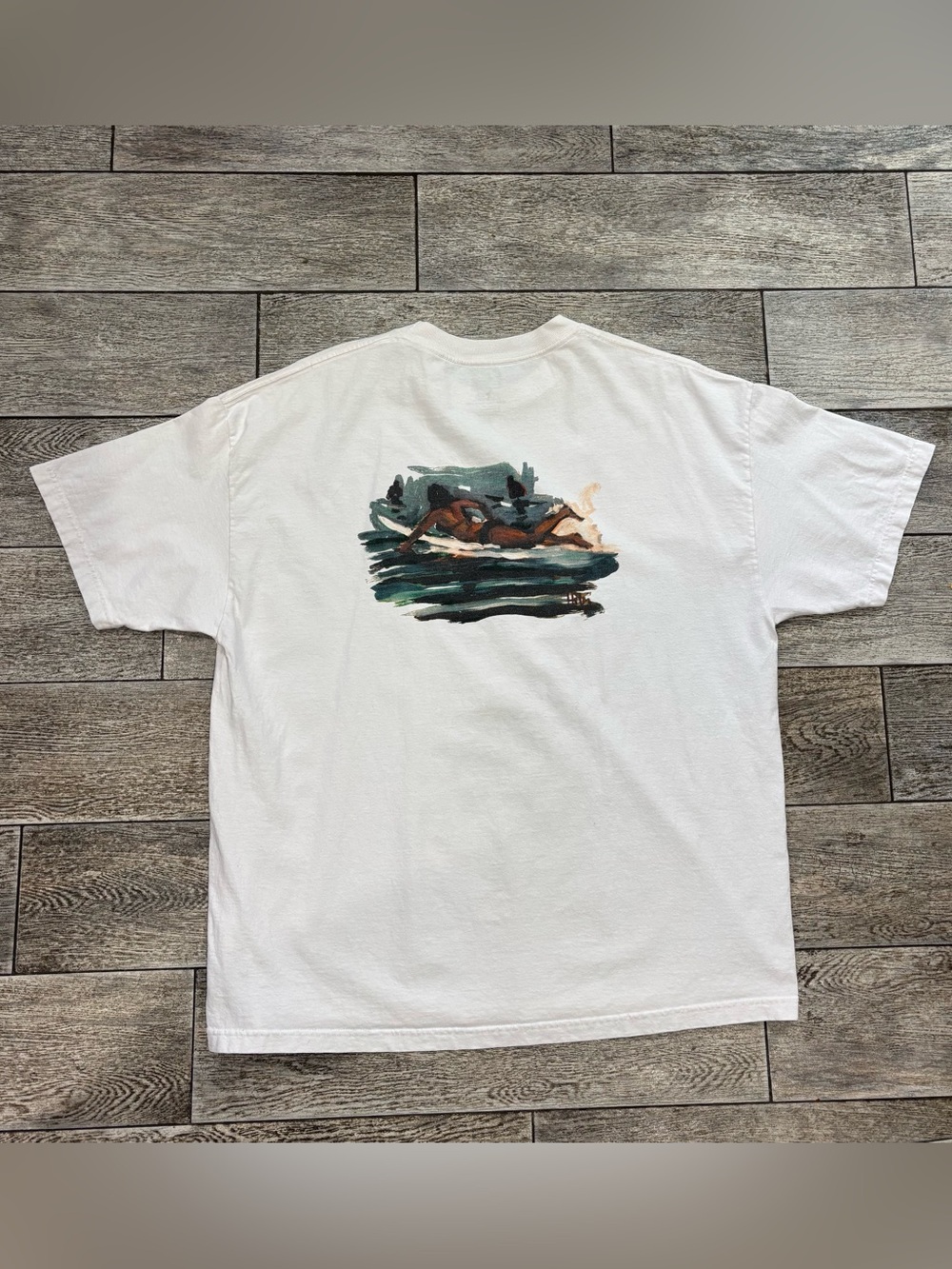 Last Wave California Abstract Surfer Print Cotton Graphic Tee Vintage Style XXL